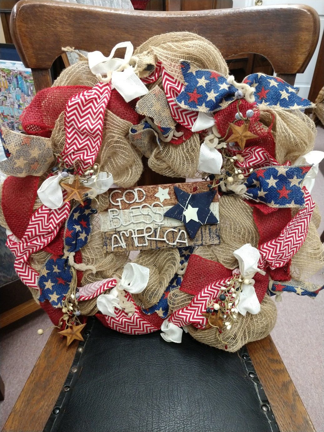 God Bless America Burlap Wreath