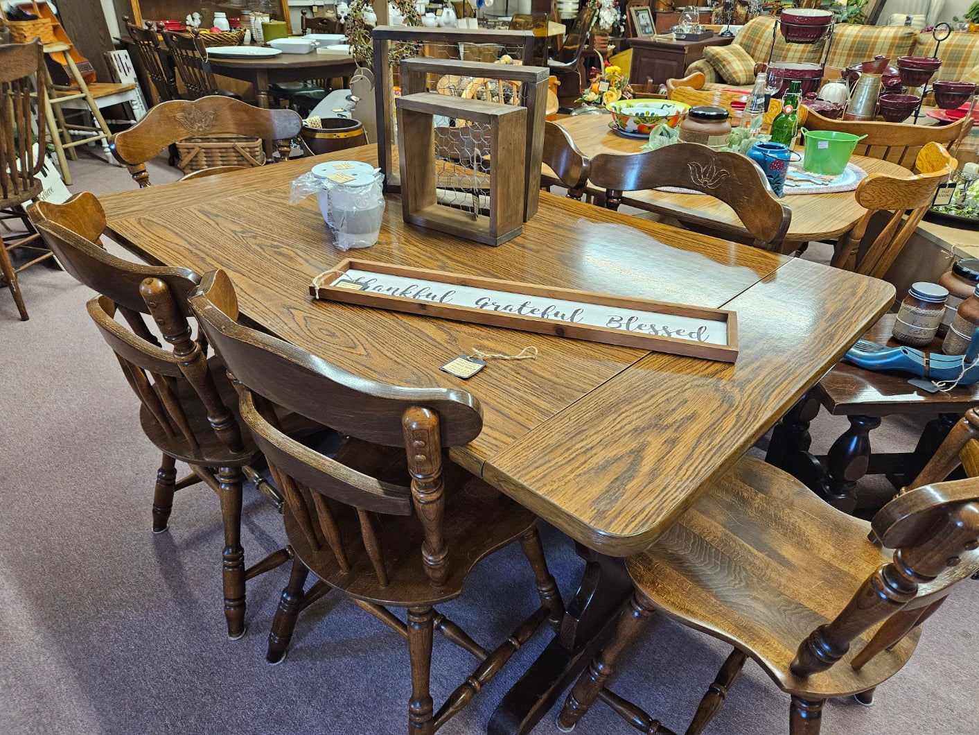 Trestle Table w/ 6 Chairs and 2 Leaves