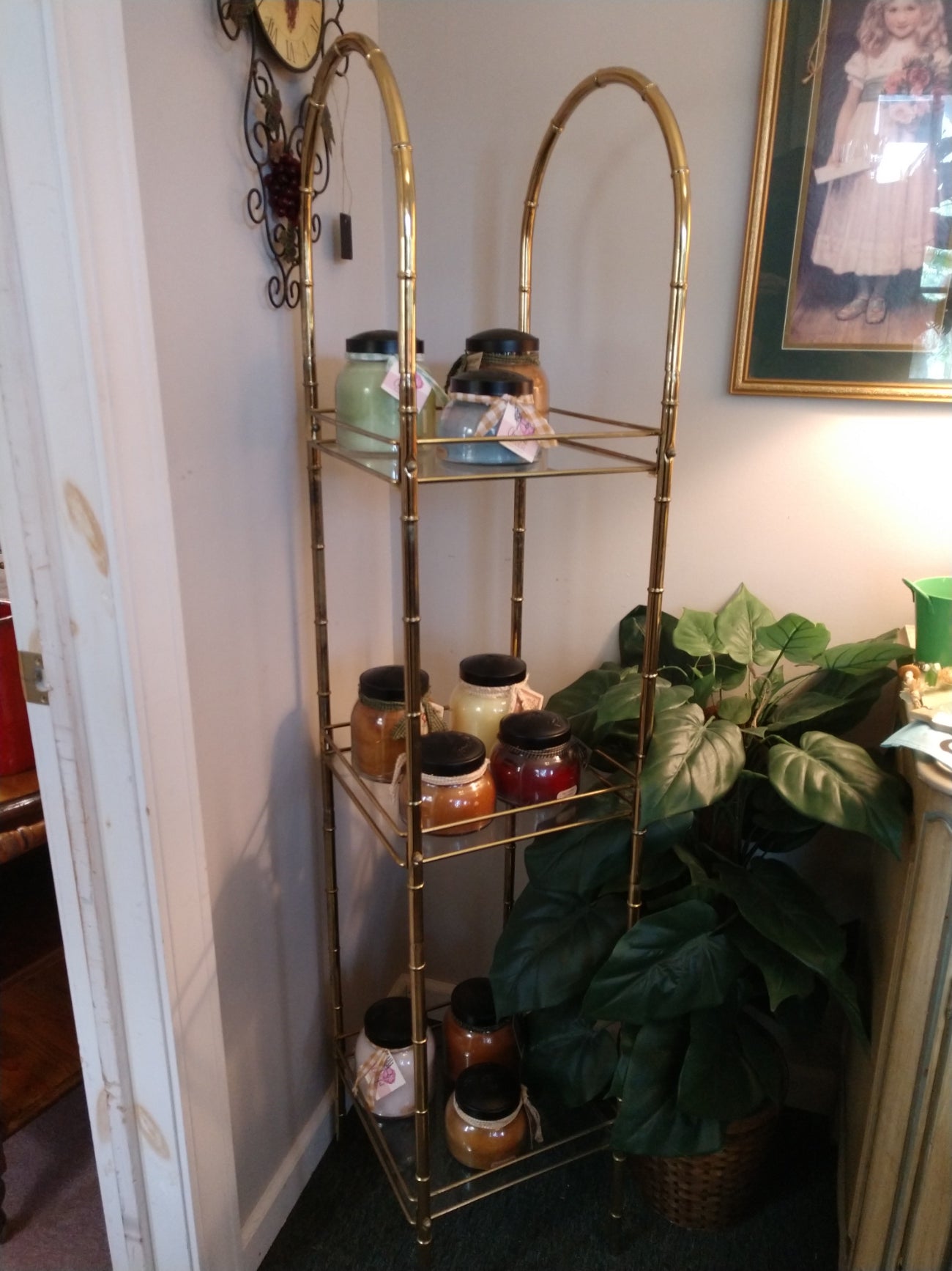 Brass Stand w/ Glass Shelves