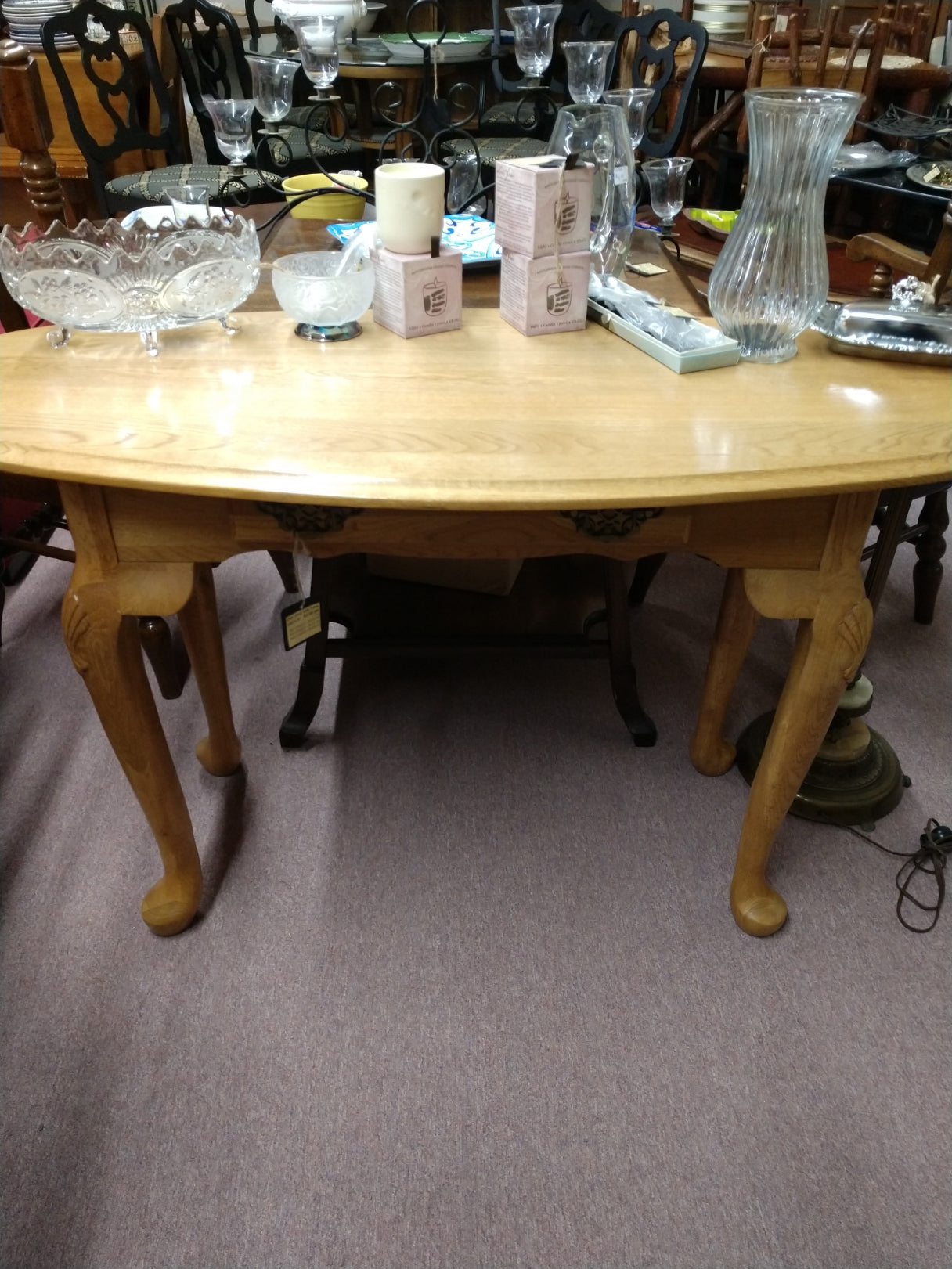 Oak Sofa Table w/ Faux Drawer