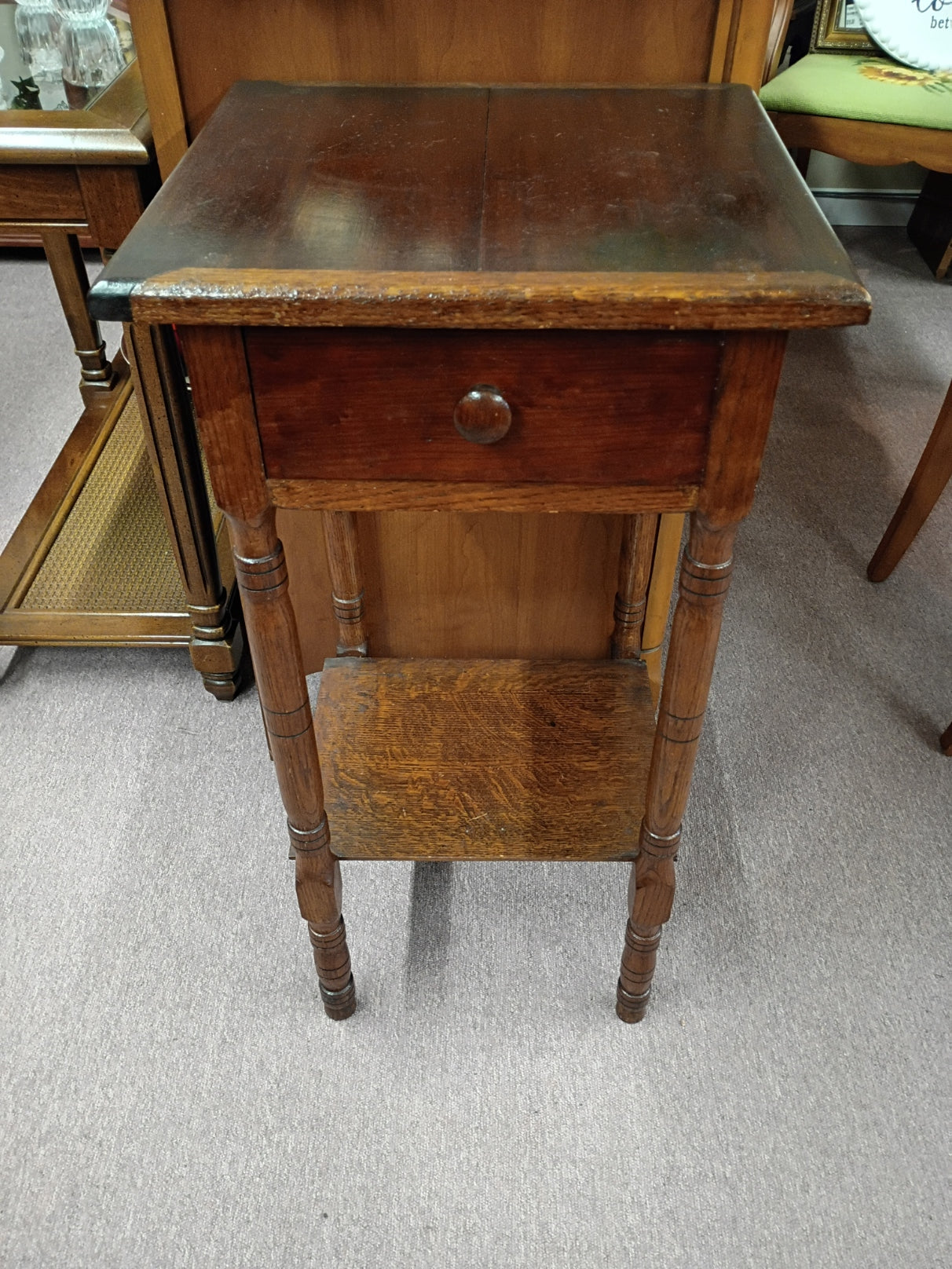 Oak Side Table w/ Drawer