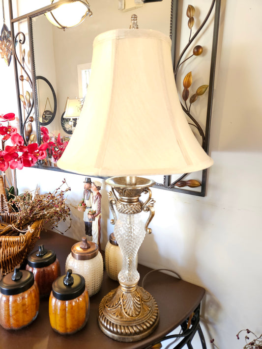 Glass and Brass Table Lamp w/ Shade