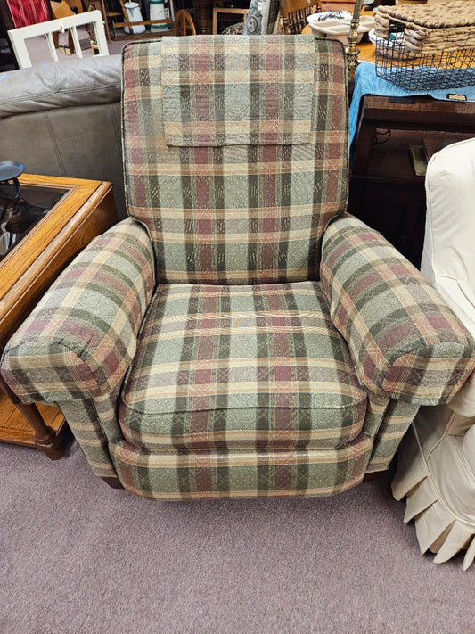 Plaid Push Back Recliner