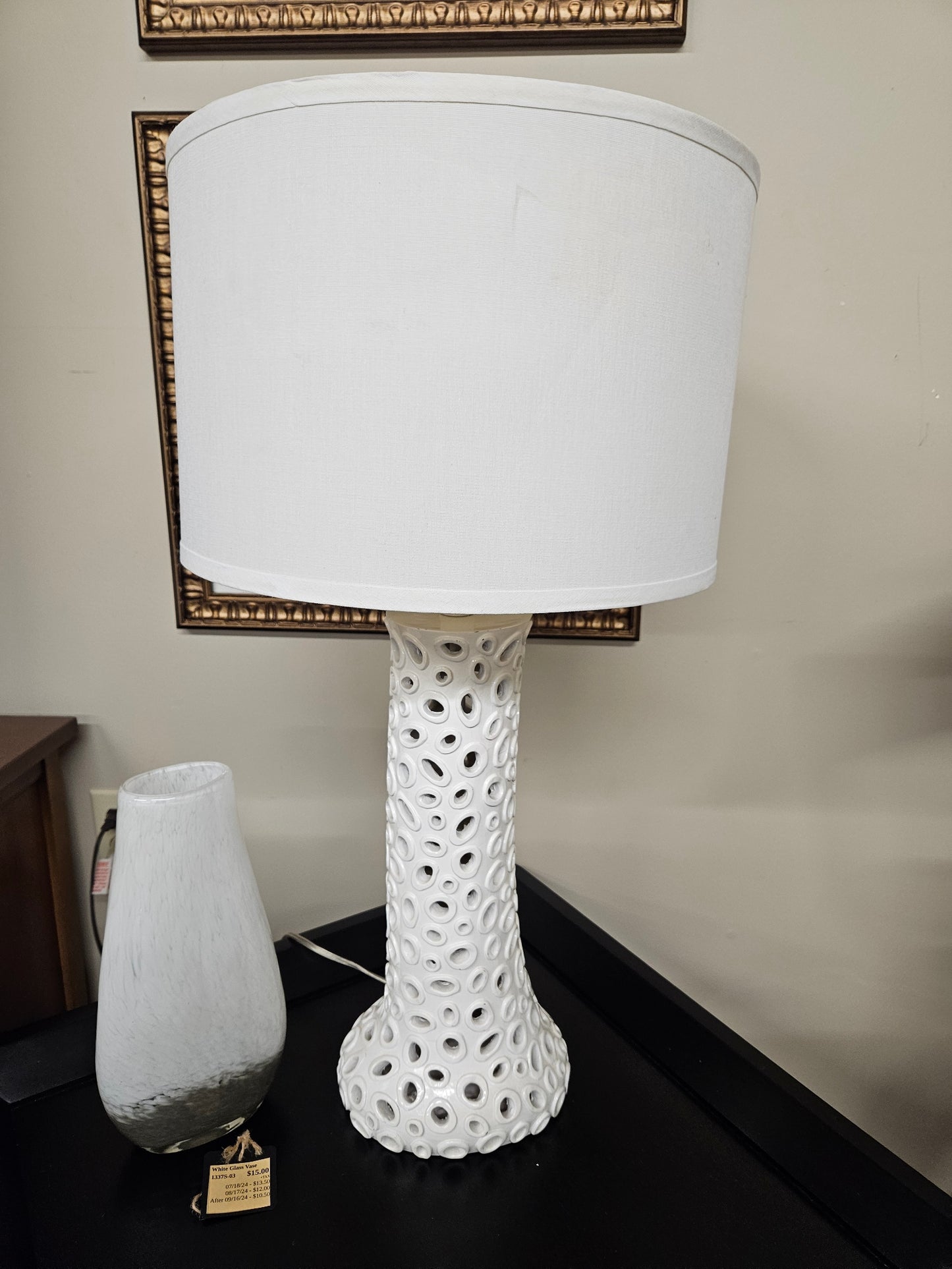 Modern White Lamp w/ Drum Shade