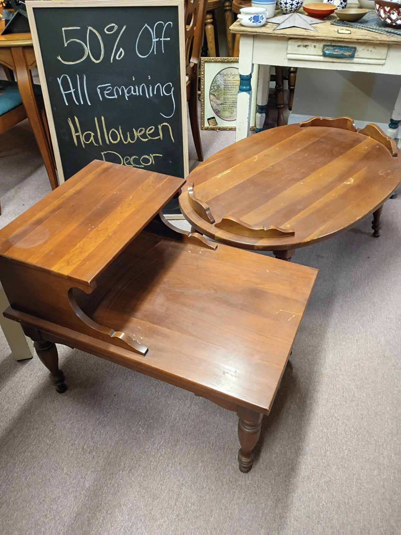 Cherry Coffee Table w/ 2 End Tables