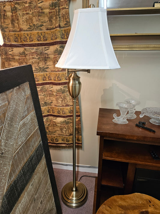 Brass Floor Lamp w/ Swing Arm