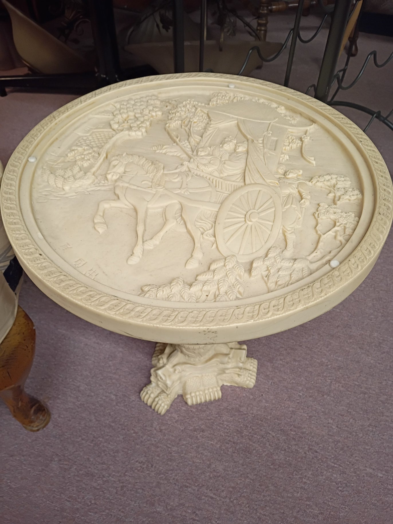 Faux, Carved Ivory Side Stand