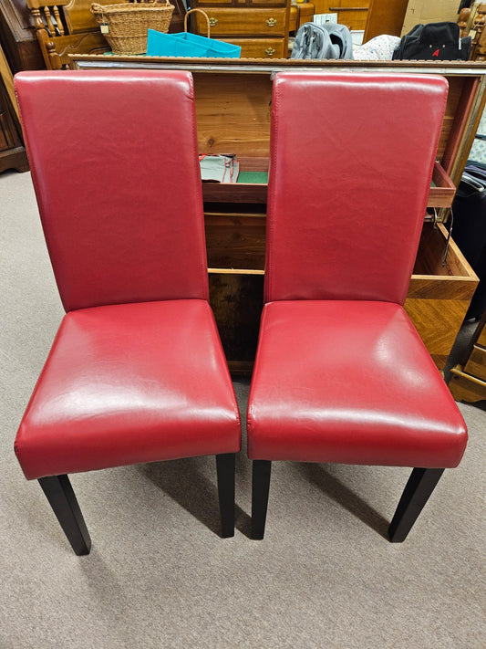 Pair of Red Parsons Chairs