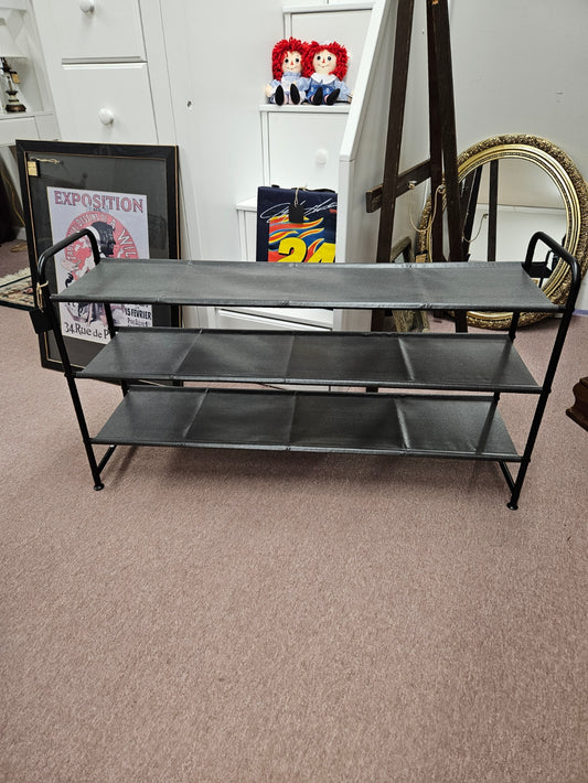 Black Metal and Cloth Shoe Racks