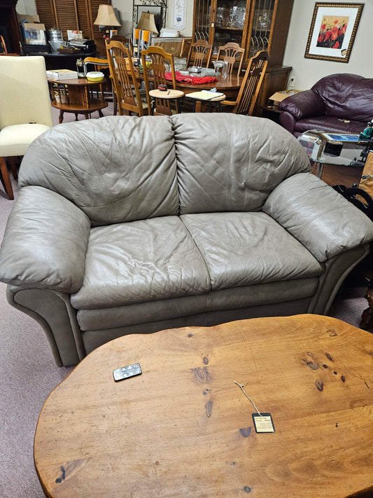 Tan Leather Loveseat