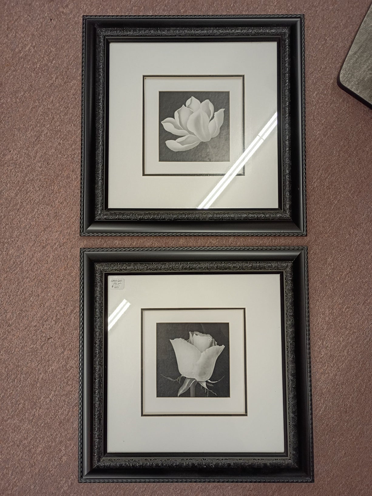 Pair of Black & White Floral Prints