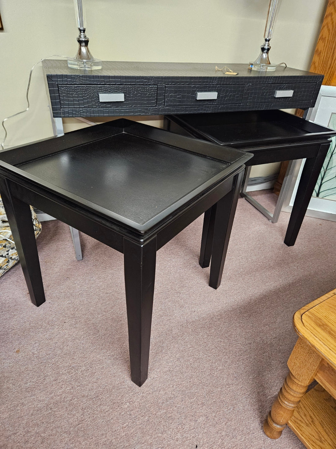 Consignment Table Pair of Black End Tables – New Leaf Consignment Plus