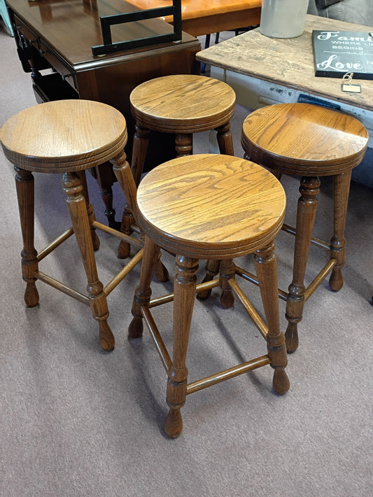 Set of 4 Oak Bar Stools