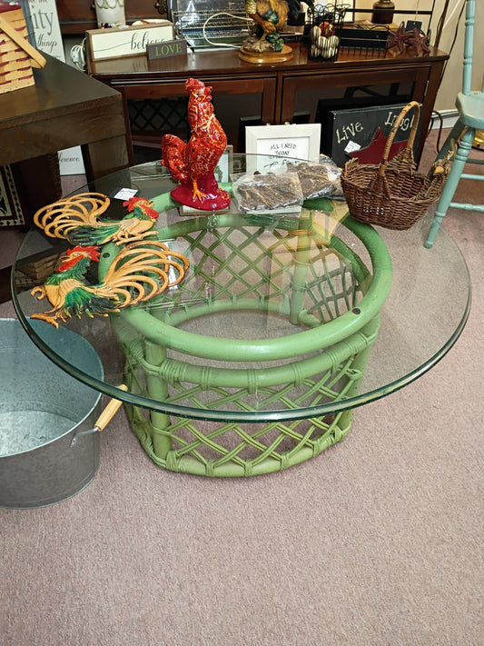 Glass Top Table w/ Green Base