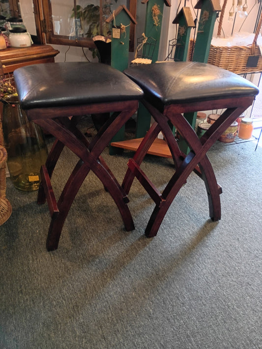 Pair of Padded, Counter Height Stools