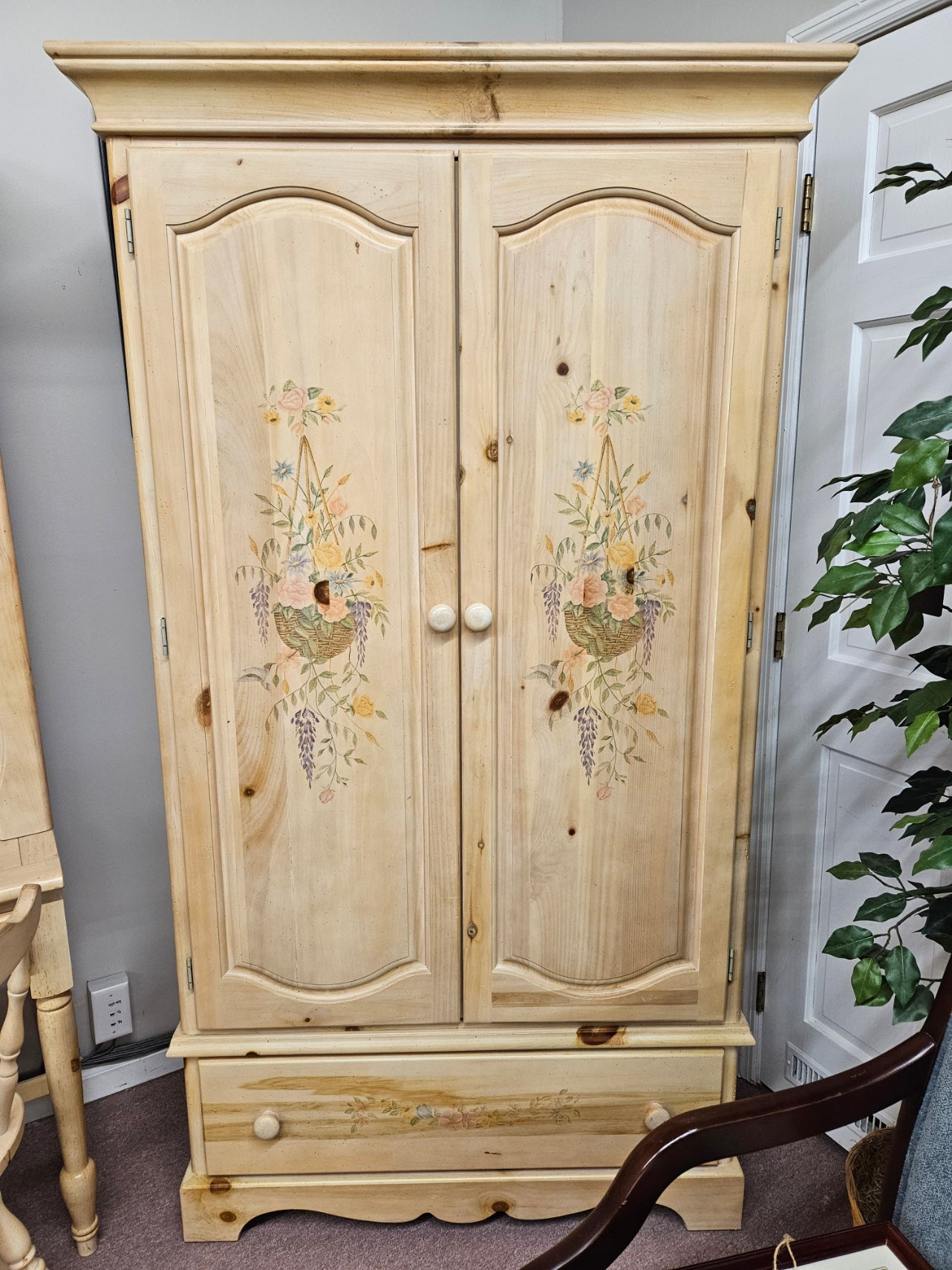 Pine Armoire w/ Intergrated Outlet