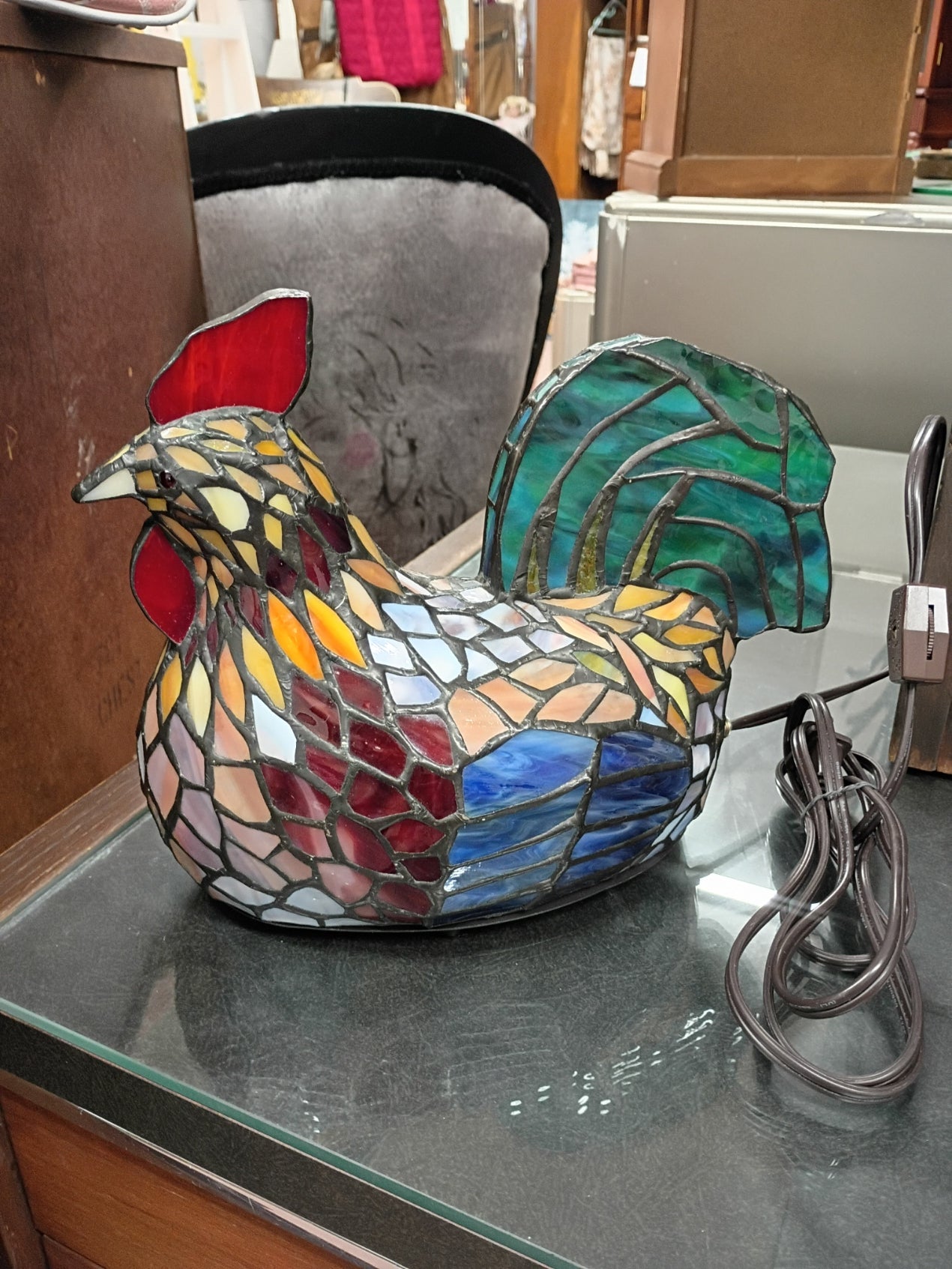 Stained Glass Chicken Lamp