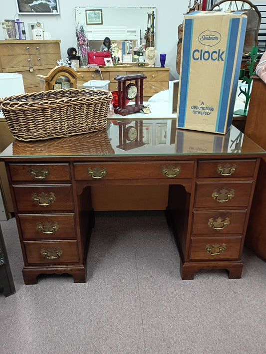 Cherry Desk w/ Glass Topper