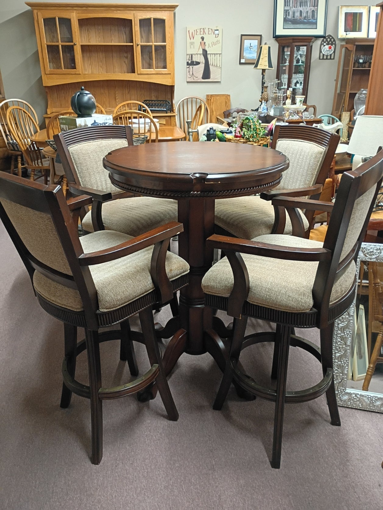 Pub Table w/ 4 Swivel Bar Stools