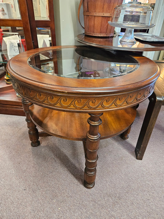 Round Side Table w/ Glass Insert