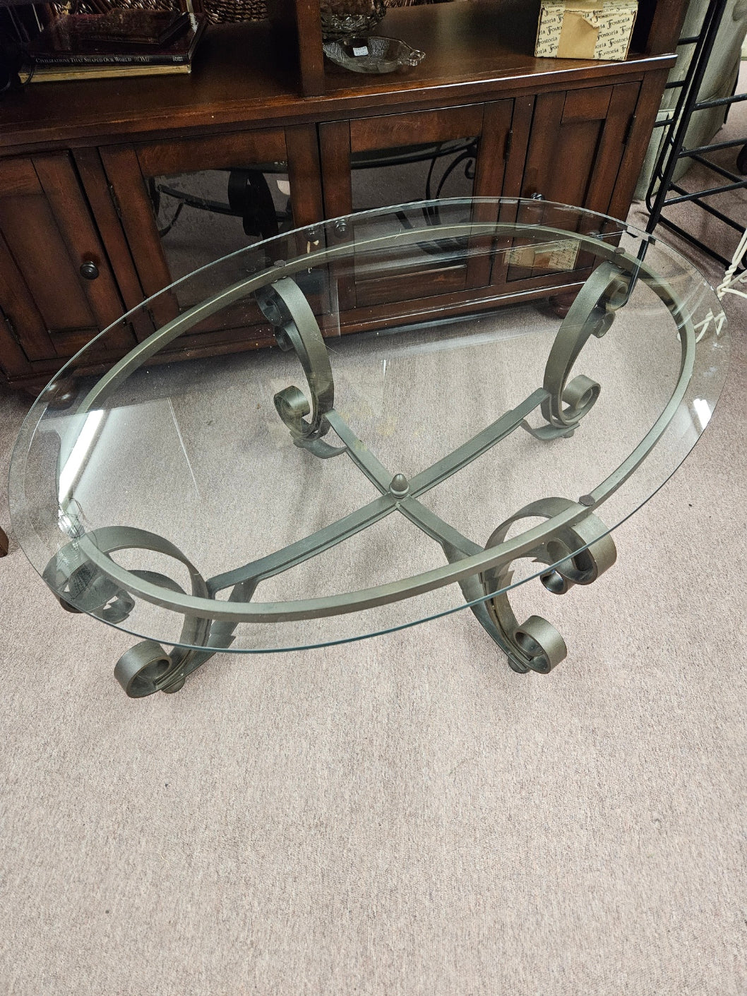 Oval, Glass Top Coffee Table