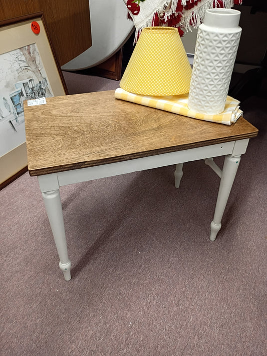 White Side Table w/ Wood Top
