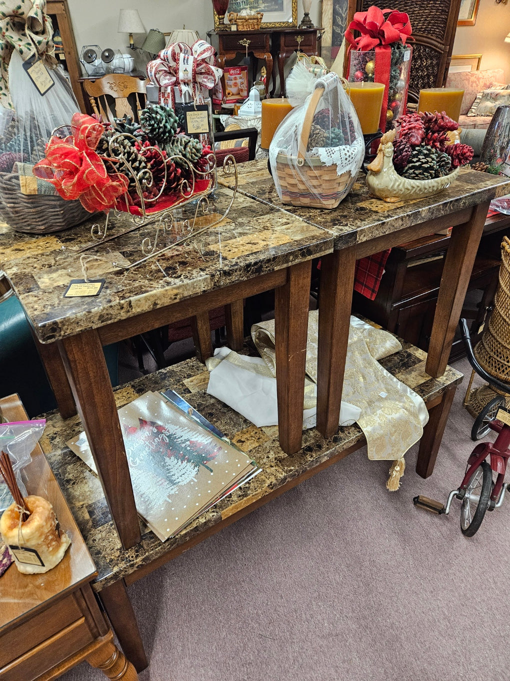 Faux Stone Coffee and End Table Set