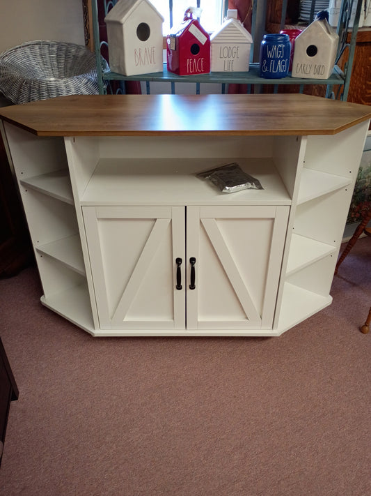 White Corner TV Stand