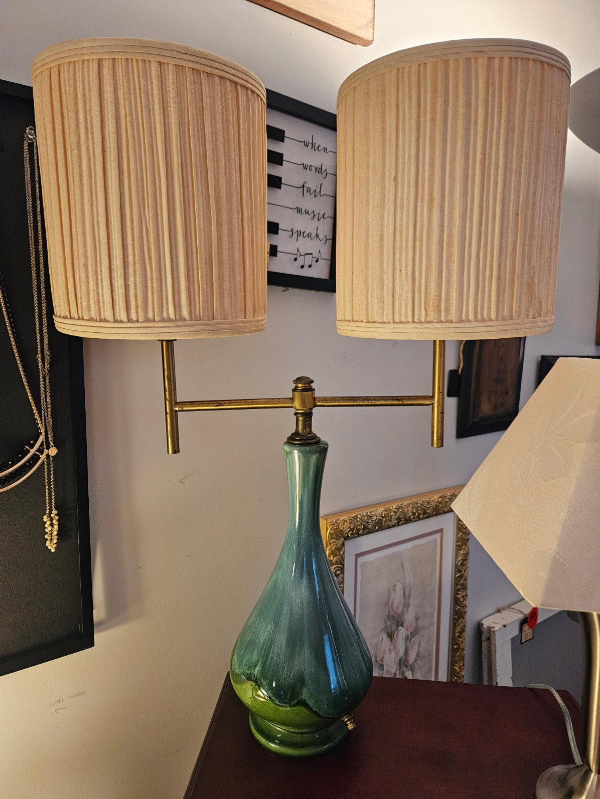 Double Pottery Lamp w/ Glaze Finish