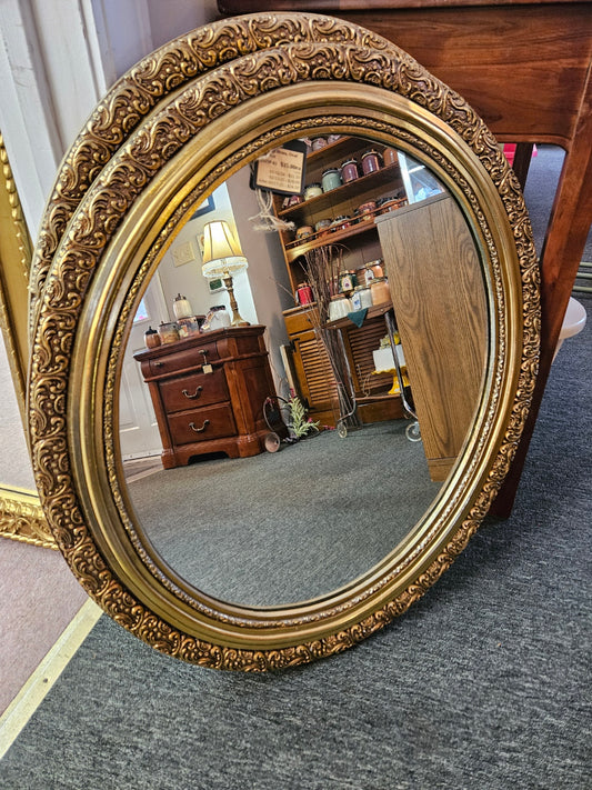 Vintage, Brass Oval Mirror