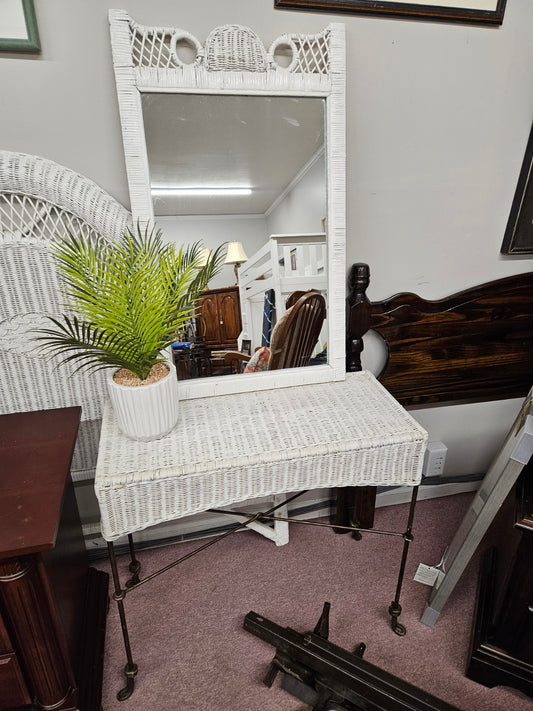 Wicker Vanity w/ Mirror