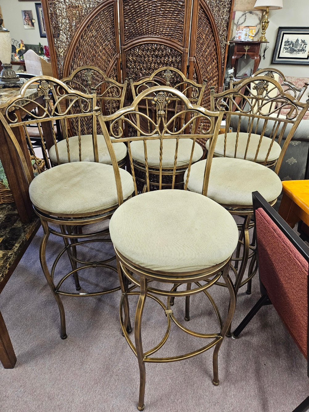 Set of 6 Metal Bar Stools