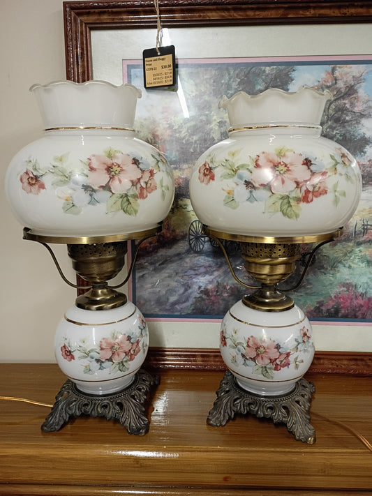 Pair of Vintage Hurricane Lamps