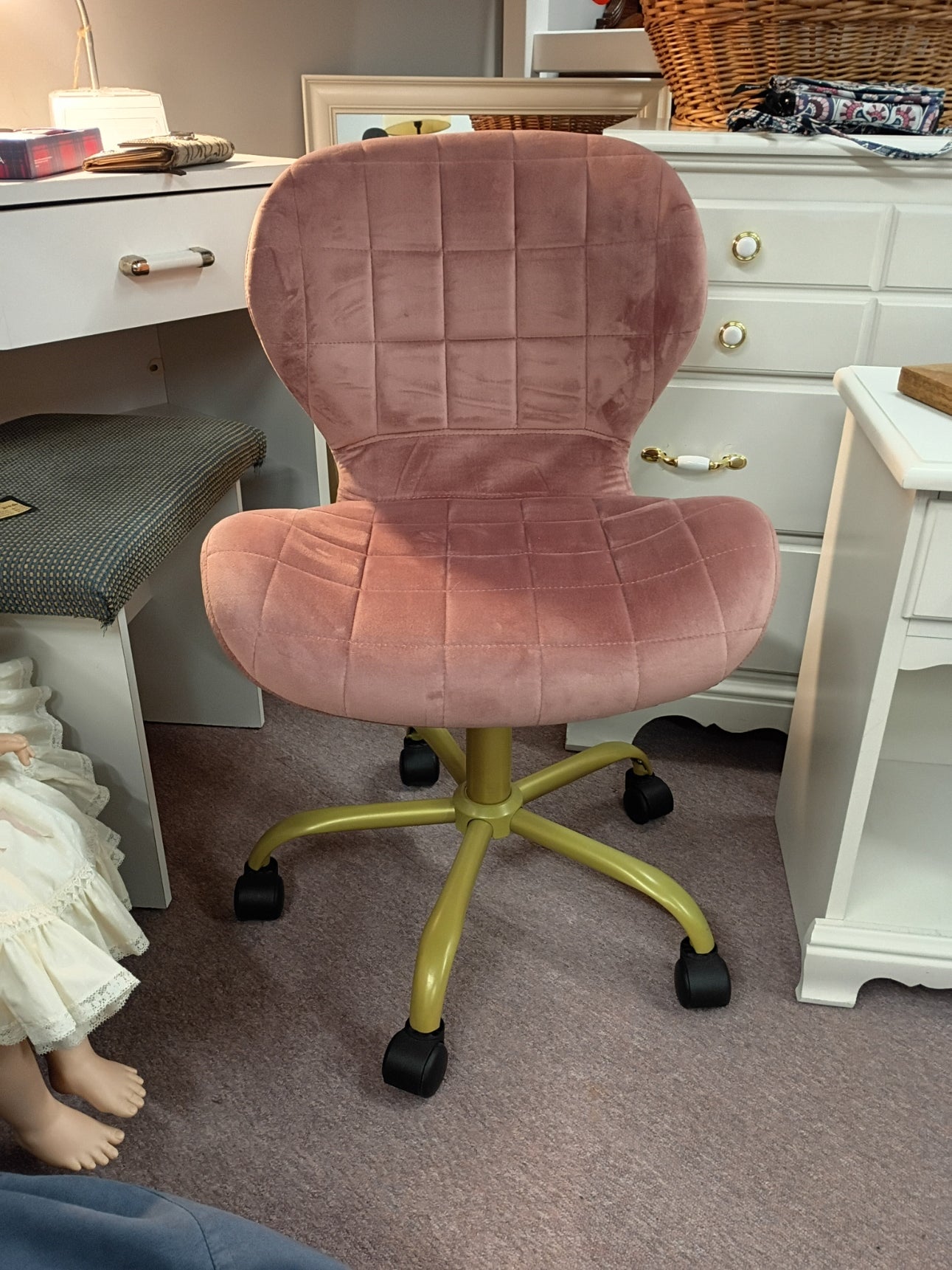 Rose Colored, Adjustable Vanity Chair