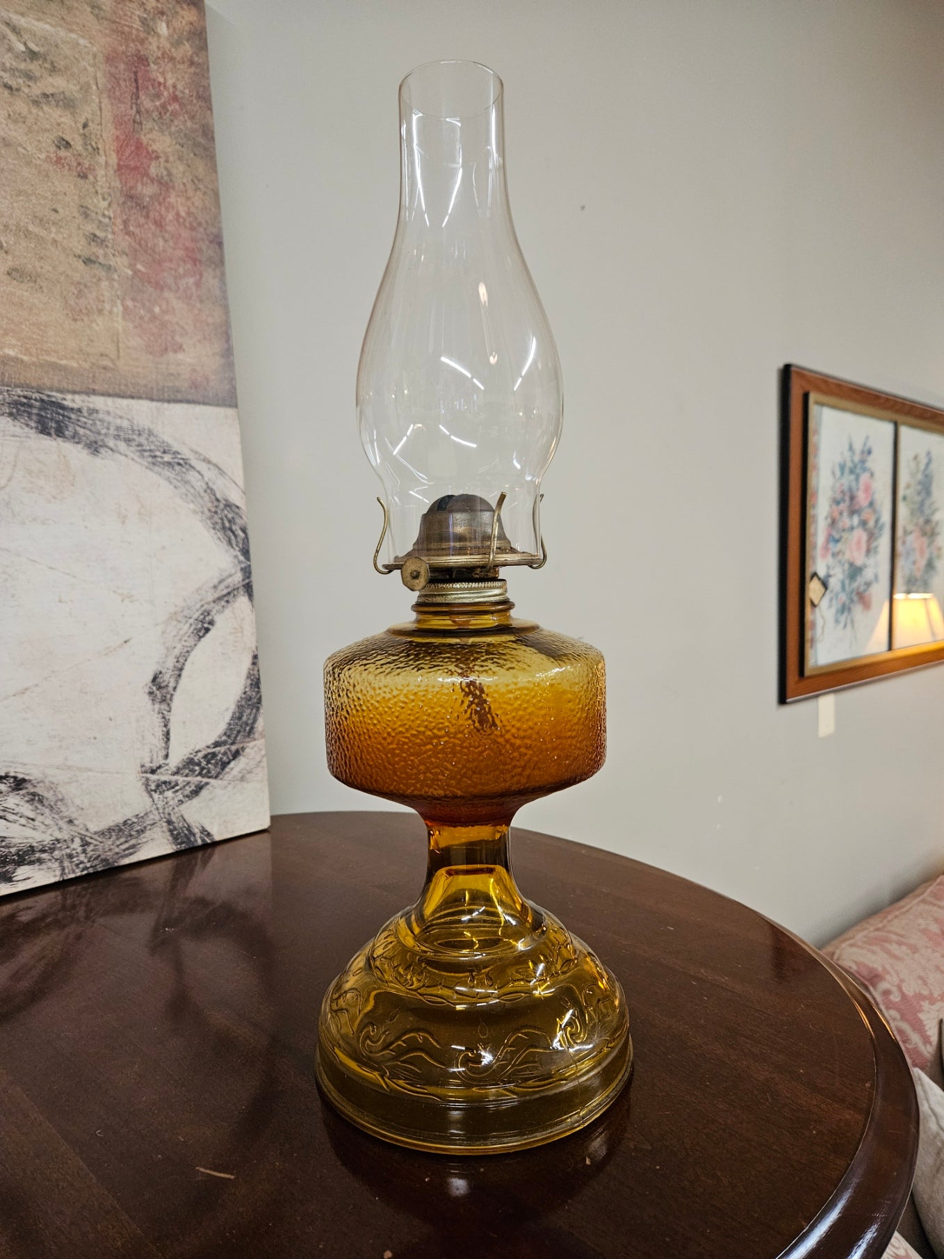 Amber Glass Oil Lamp