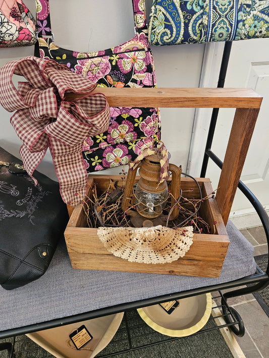 Primitive Box w/ Lantern and Doily