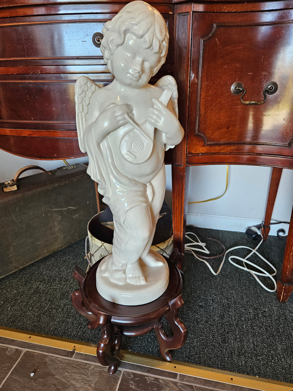 Ceramic Cherub on Pedestal