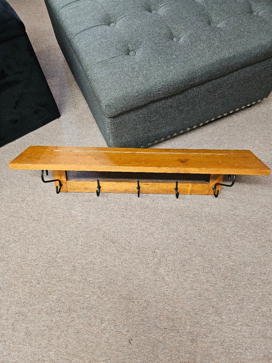 Wood Shelf w/ Metal Hooks