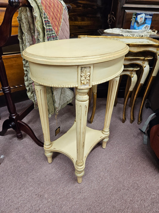 Ivory and Gray Oval Table