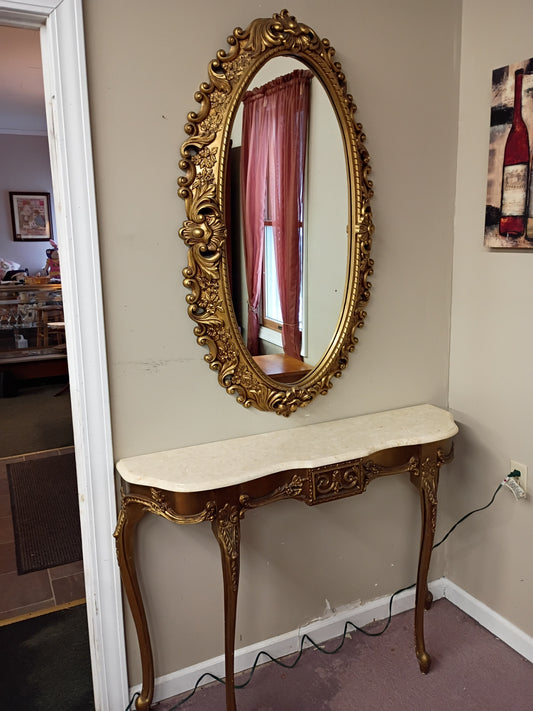 Marble Top Console Table w/ Mirror