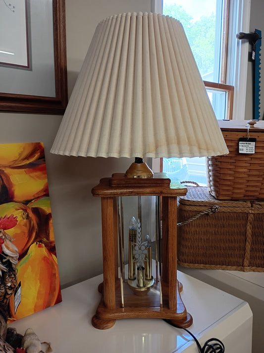 Oak Lamp w/ Glass Panels