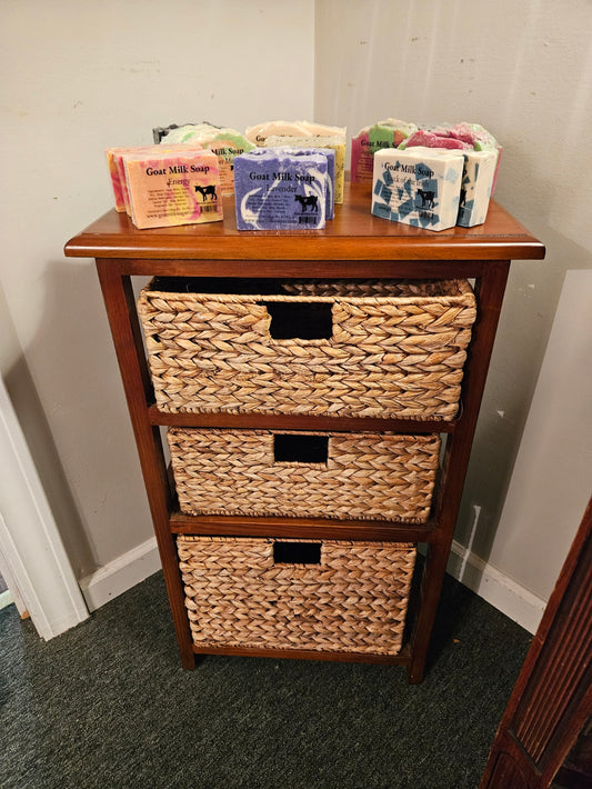 Wood Cabinet w/ Wicker Baskets