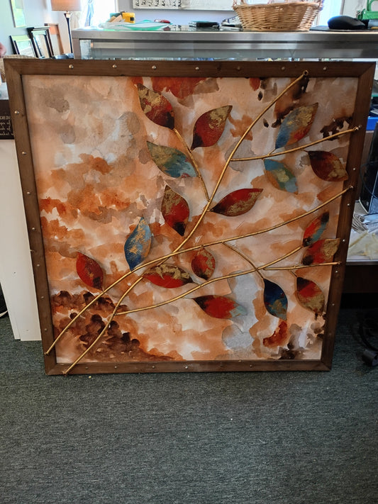 Large Canvas w/ Metal Leaves