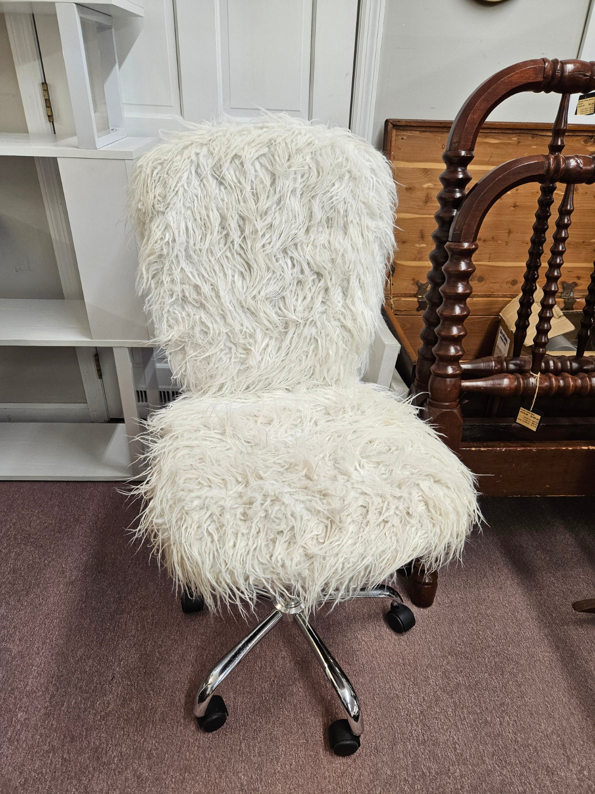 Adjustable, Faux Fur Office Chair