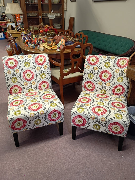 Pair Patterend Accent Chairs