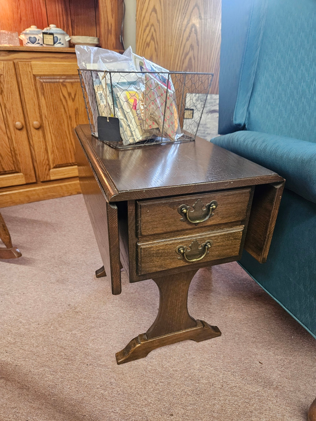 Drop Leaf End Table w/ Drawers