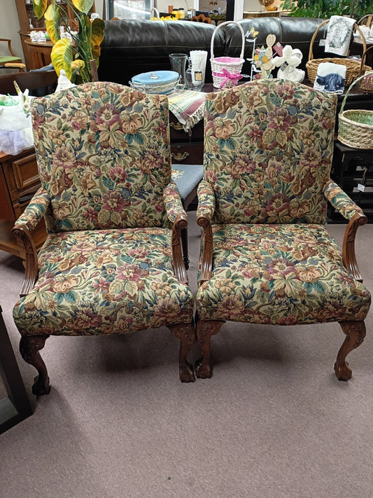 Pair of Floral Tapestry Chairs