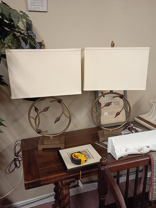 Pair of Circle Base Lamps
