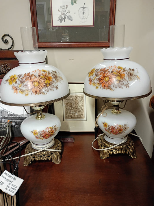 Pair of Hurricane Lamps