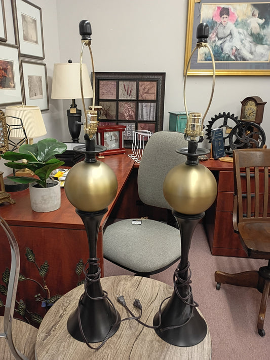 Pair of Black/Brass Lamps
